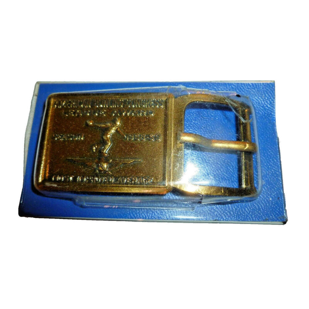 NEW VINTAGE METAL BELT BUCKLE AMERICAN BOWLING CONGRESS LEAGUE AWARD 1958-59